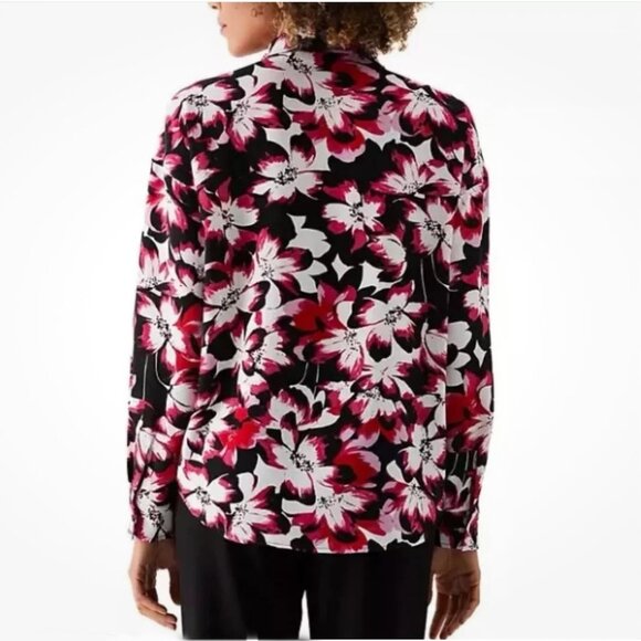 🎄NWT Rafaella Relaxed Fit Woven Top High Low Hem Soft Textured Crepe Blouse XL - Picture 2 of 4